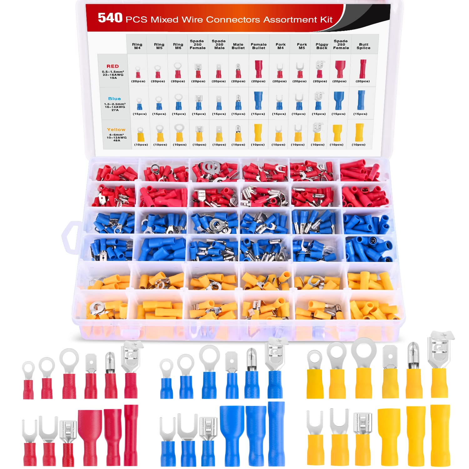 Nilight front packaging showing the 540PCS kit and organized case for easy transport
