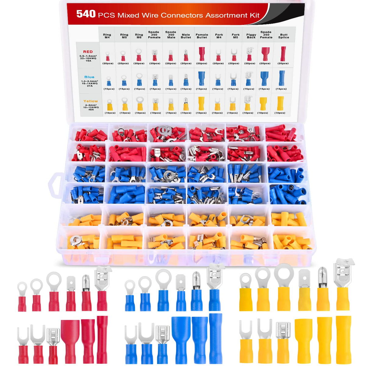 Nilight front packaging showing the 540PCS kit and organized case for easy transport