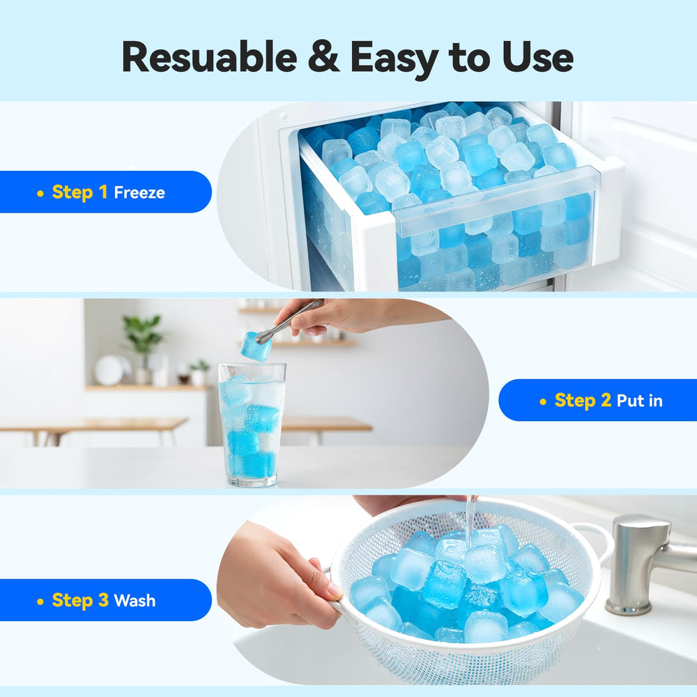 Nilpferd cubes in party setting on table, keeps many drinks cold at once