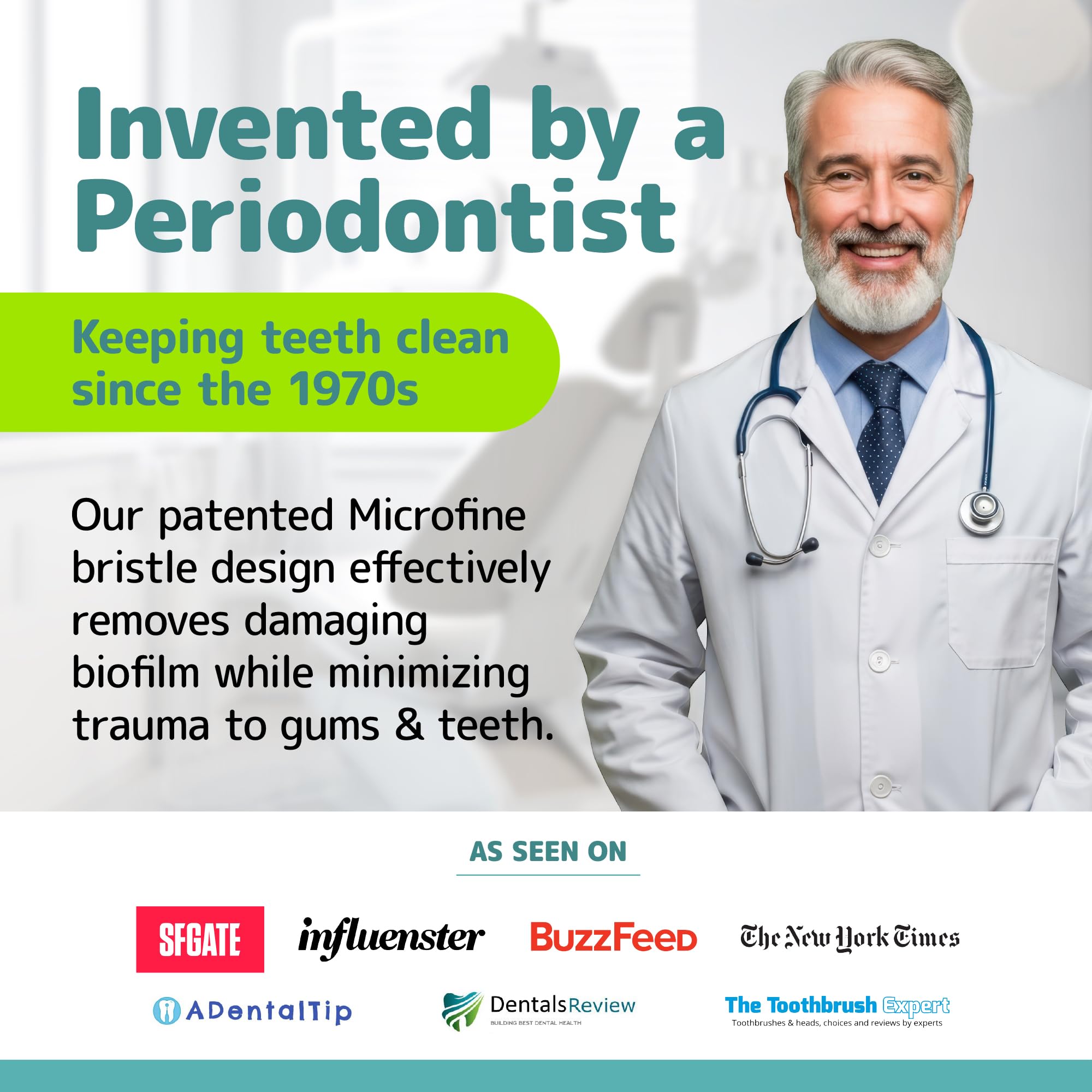 Nimbus side profile highlighting bristle density for plaque removal