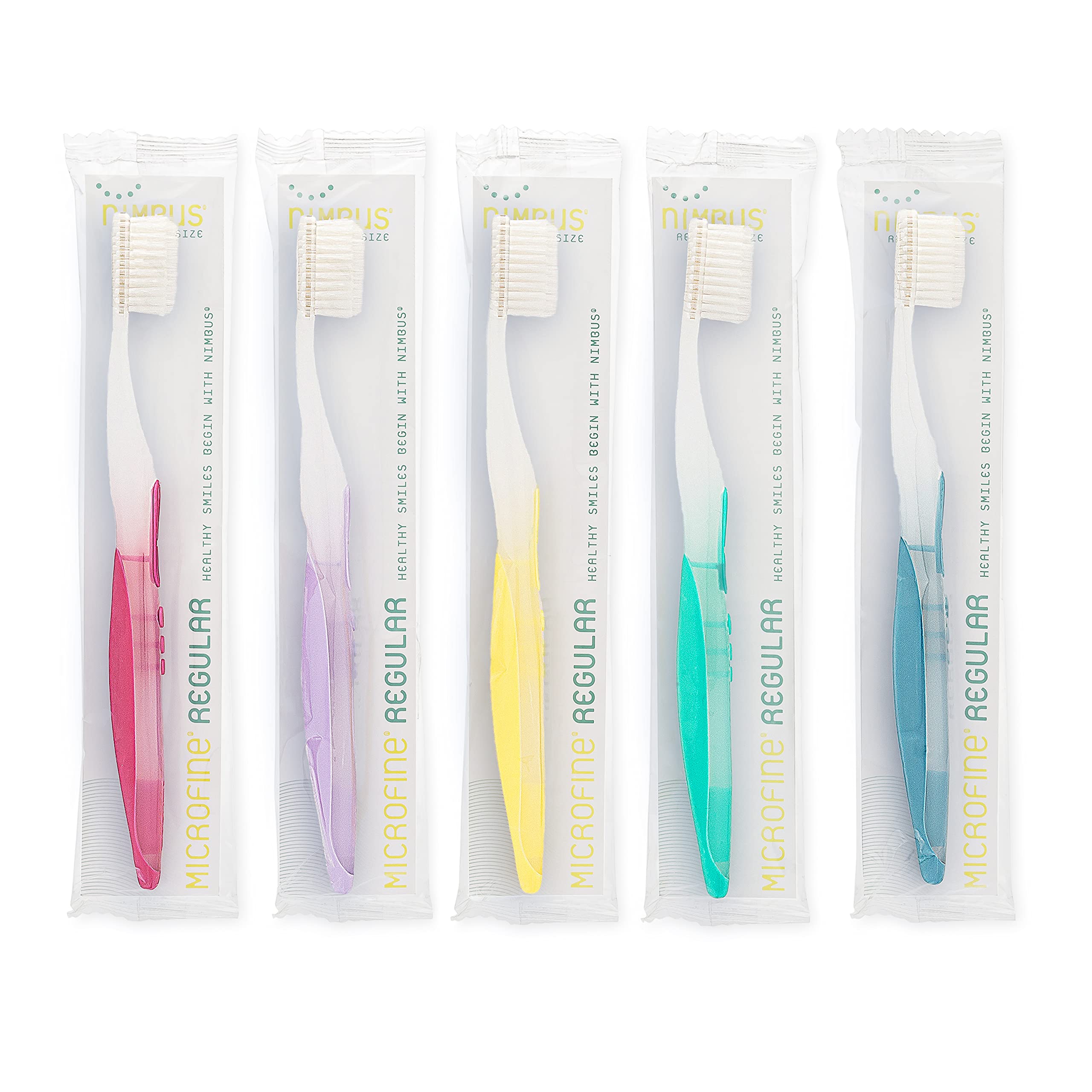 NIMBUS front packaging showing five brushes and periodontist design benefit