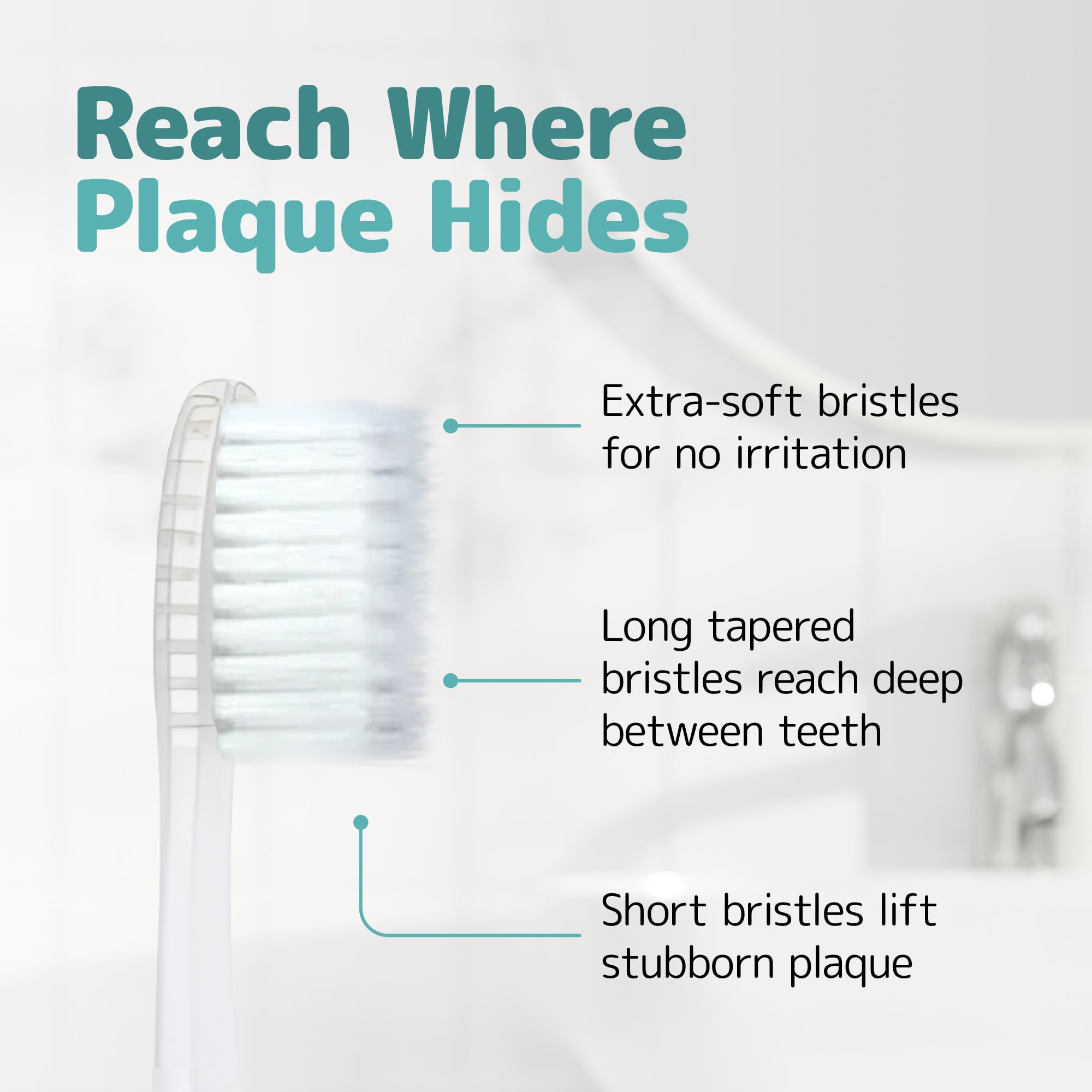 Nimbus close-up of tapered microfine bristles for gentle cleaning
