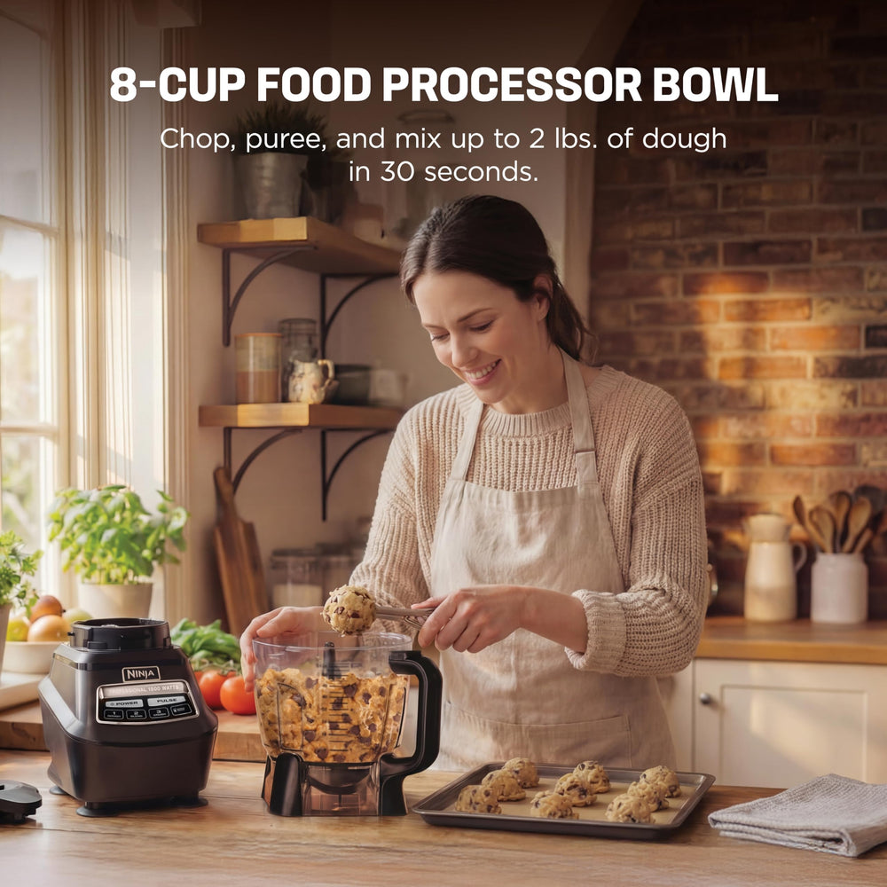 Ninja BL770 8-cup processor chopping vegetables for quick meal prep
