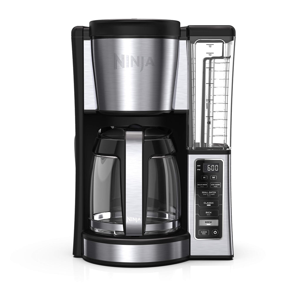 Ninja CE251 front view showing stainless steel finish and carafe, highlighting reliable brewing