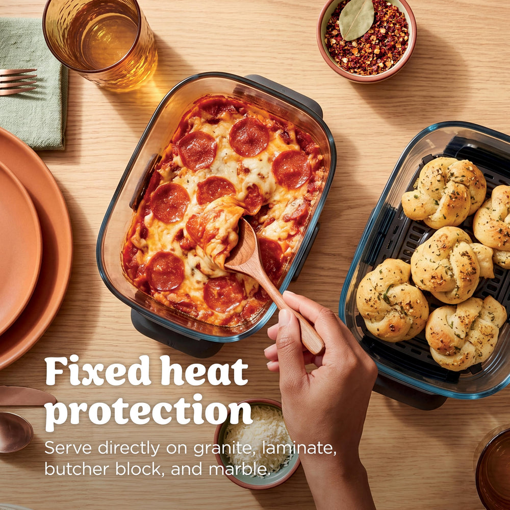 Ninja placed on granite countertop showing heat‑safe feet protect surfaces