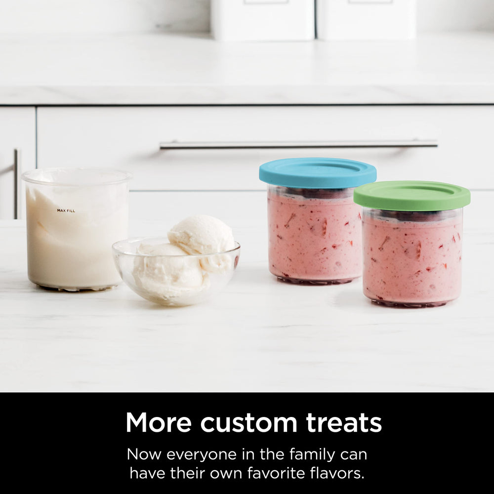 Ninja CREAMi pint beside measuring cup showing 16oz scale and portion control benefit