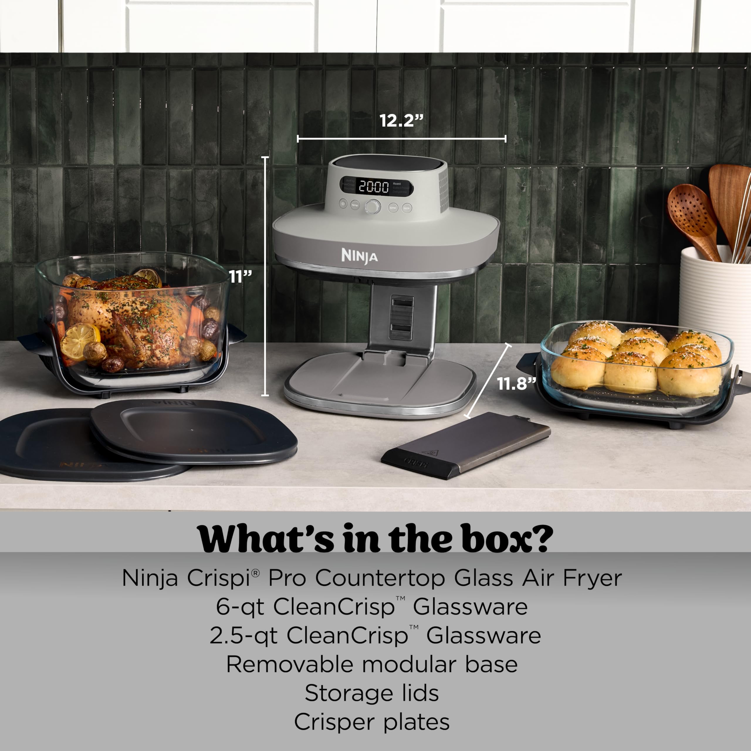 Ninja 6-qt CleanCrisp glass container with snap-lock lid for large meals and airtight storage