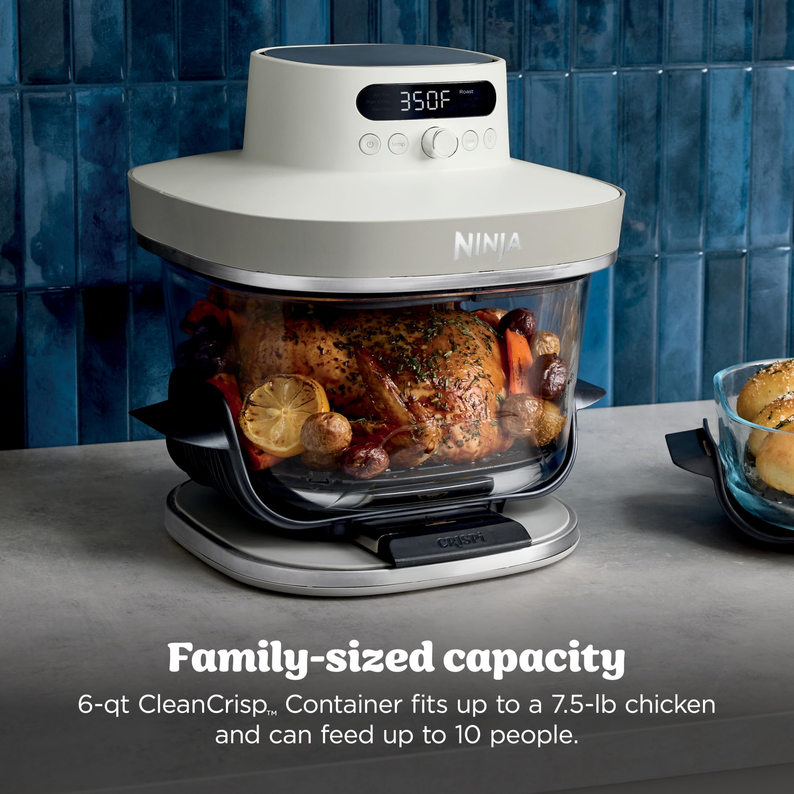 Ninja stainless-steel modular base illustrating adjustable fit for multiple container sizes