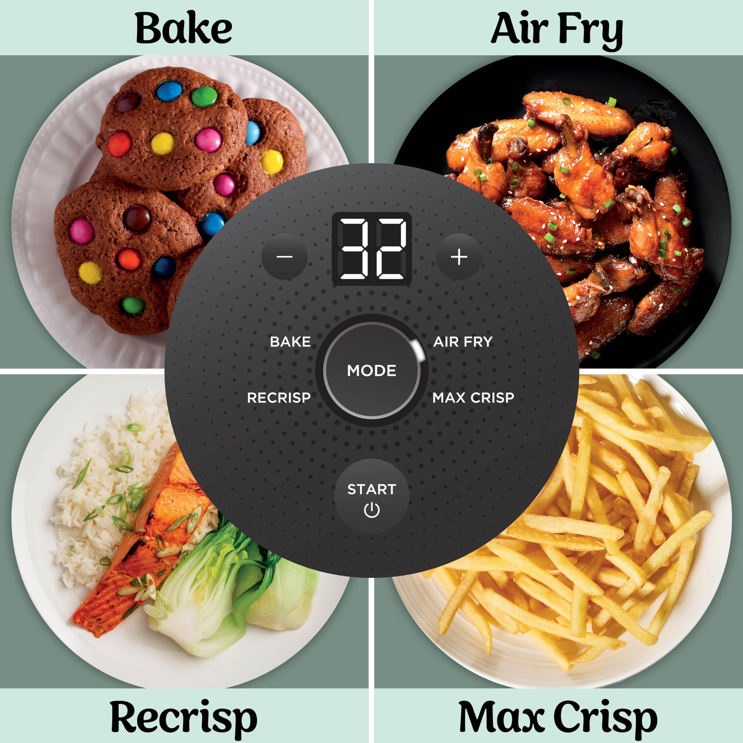 Recrisp mode restoring crunch to leftover fries for like-new texture
