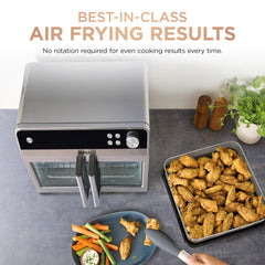 Ninja FO101 sheet pan with roast illustrating XL cooking and even browning
