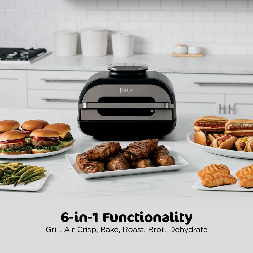 Ninja Foodi open interior highlighting grill grate and spacious XL capacity benefit
