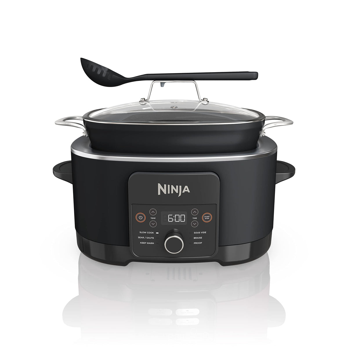 Ninja PossibleCooker PLUS front view showing control panel and 8.5 qt pot for versatile cooking