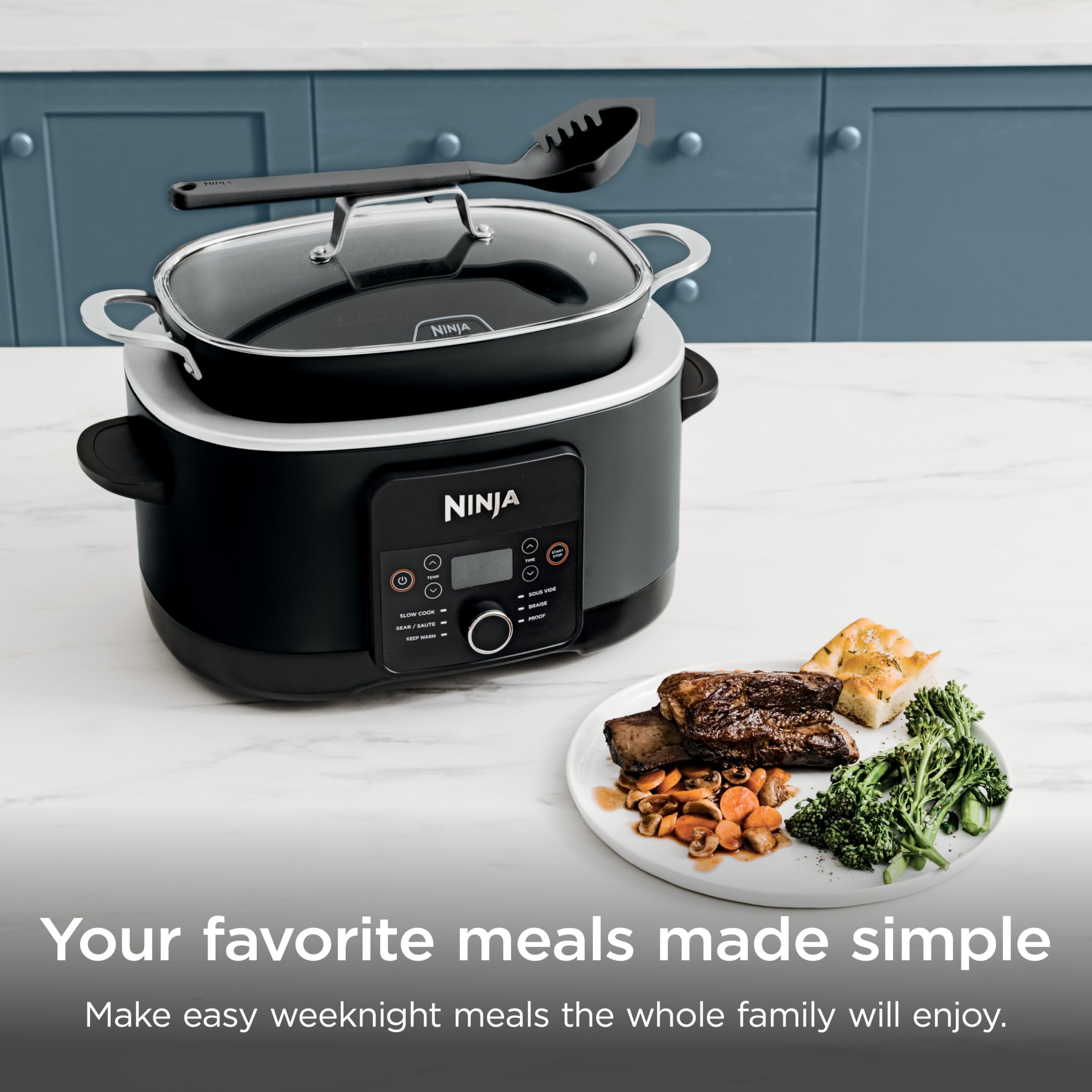 Ninja PossibleCooker PLUS removable pot closeup highlighting nonstick surface for easy cleanup