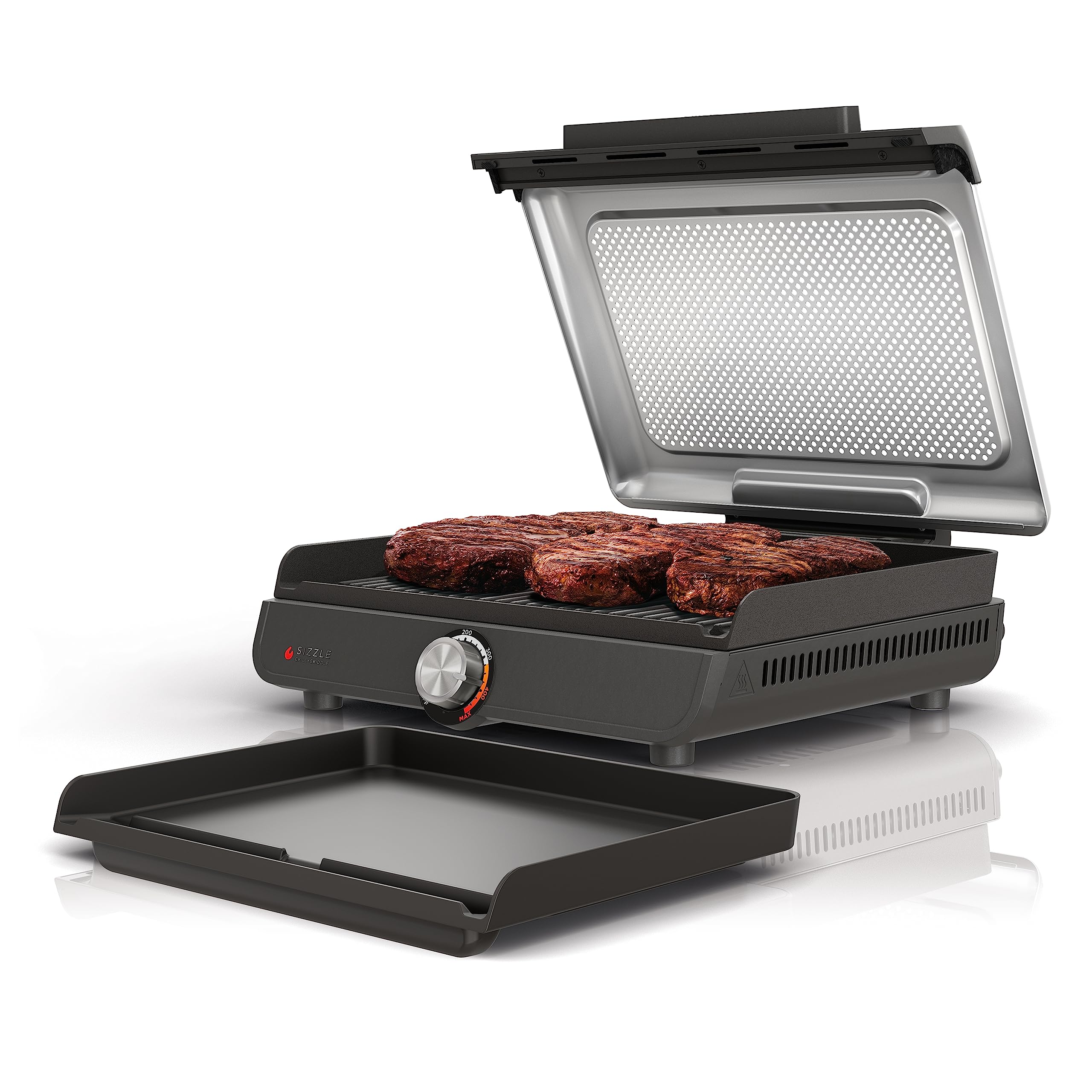 Ninja Sizzle front view showing 14-inch grill and griddle for quick family meals