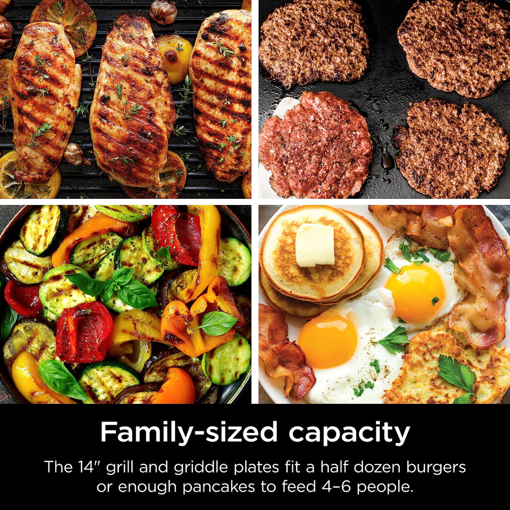 Ninja Sizzle removable plates with grease catcher for easier cleanup