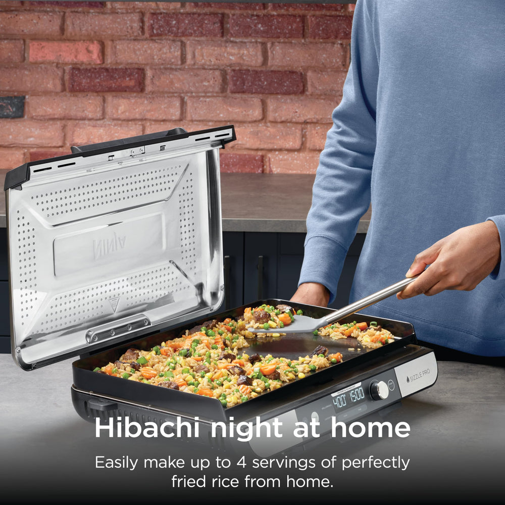 Ninja brand cooking full breakfast spread showing family-sized capacity advantage