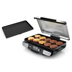 Ninja Sizzle Pro XL front angled view showing countertop fit and large cooking area