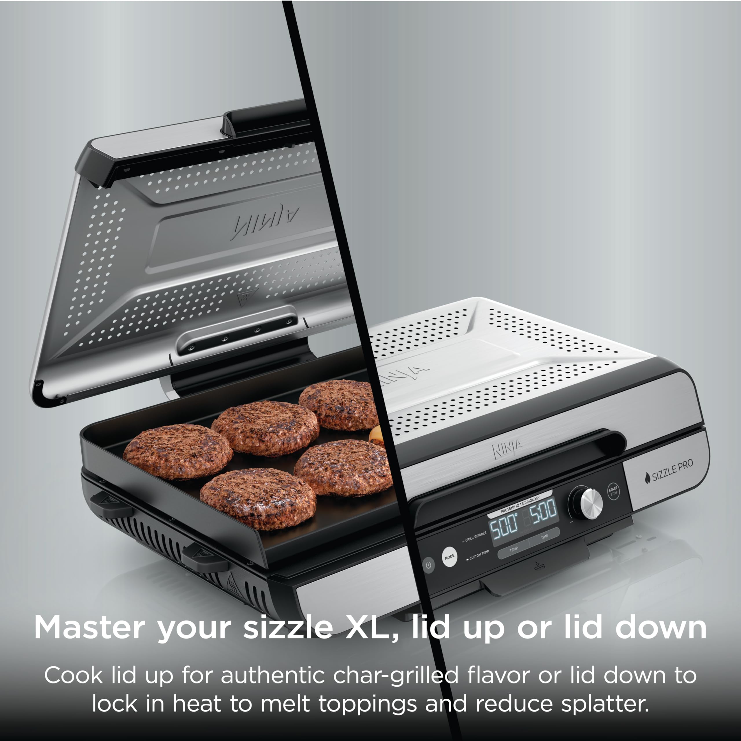 Ninja brand removable grease catch removed for easy cleaning and maintenance