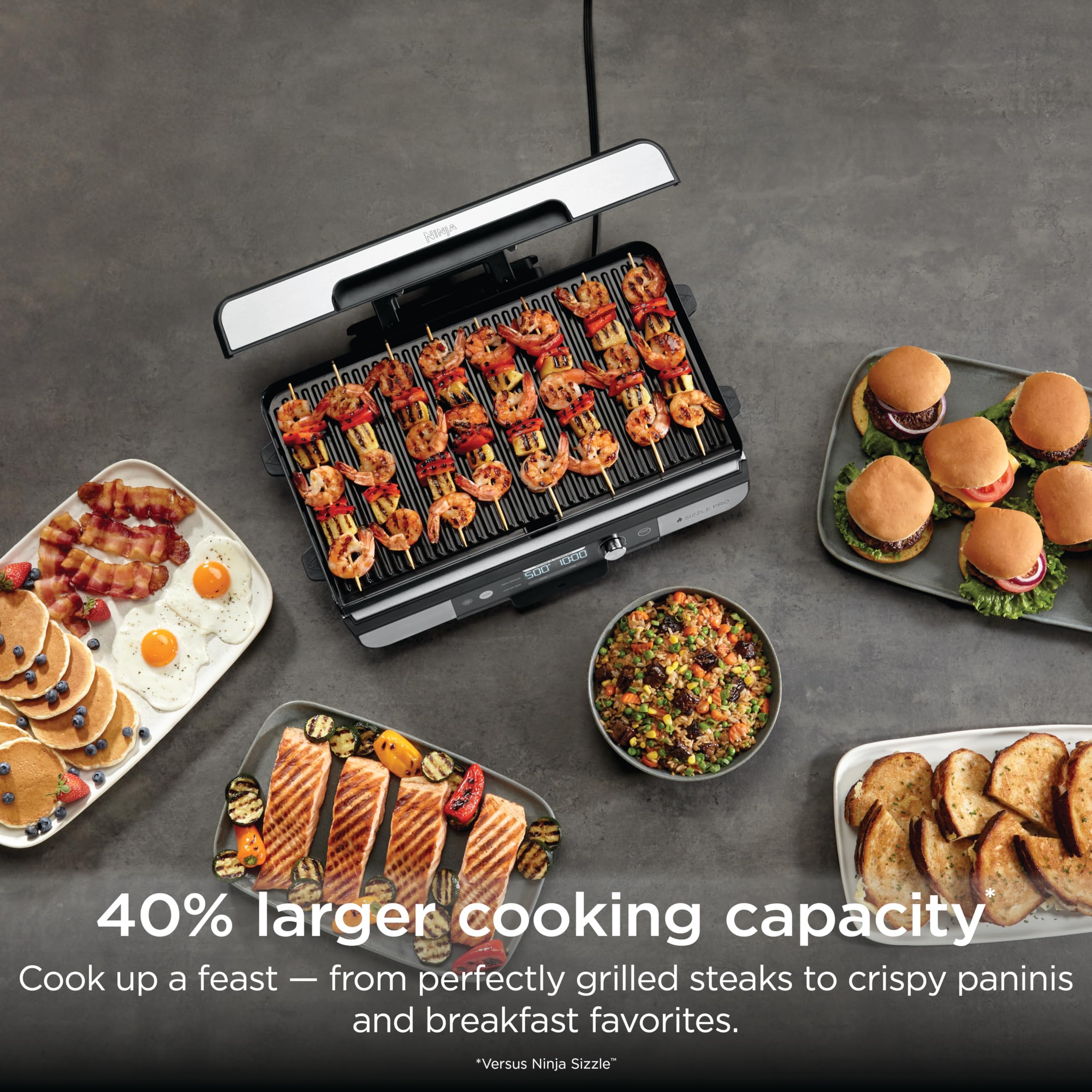 Ninja brand griddle plate flat-top highlighting smooth ceramic nonstick surface benefit
