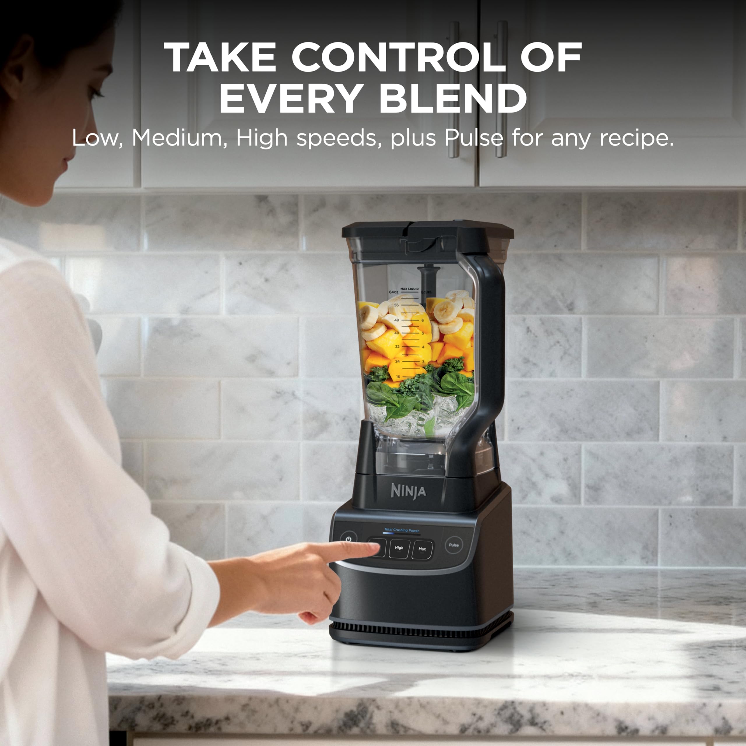 Ninja UltraCrush control panel view emphasizing easy three‑speed operation