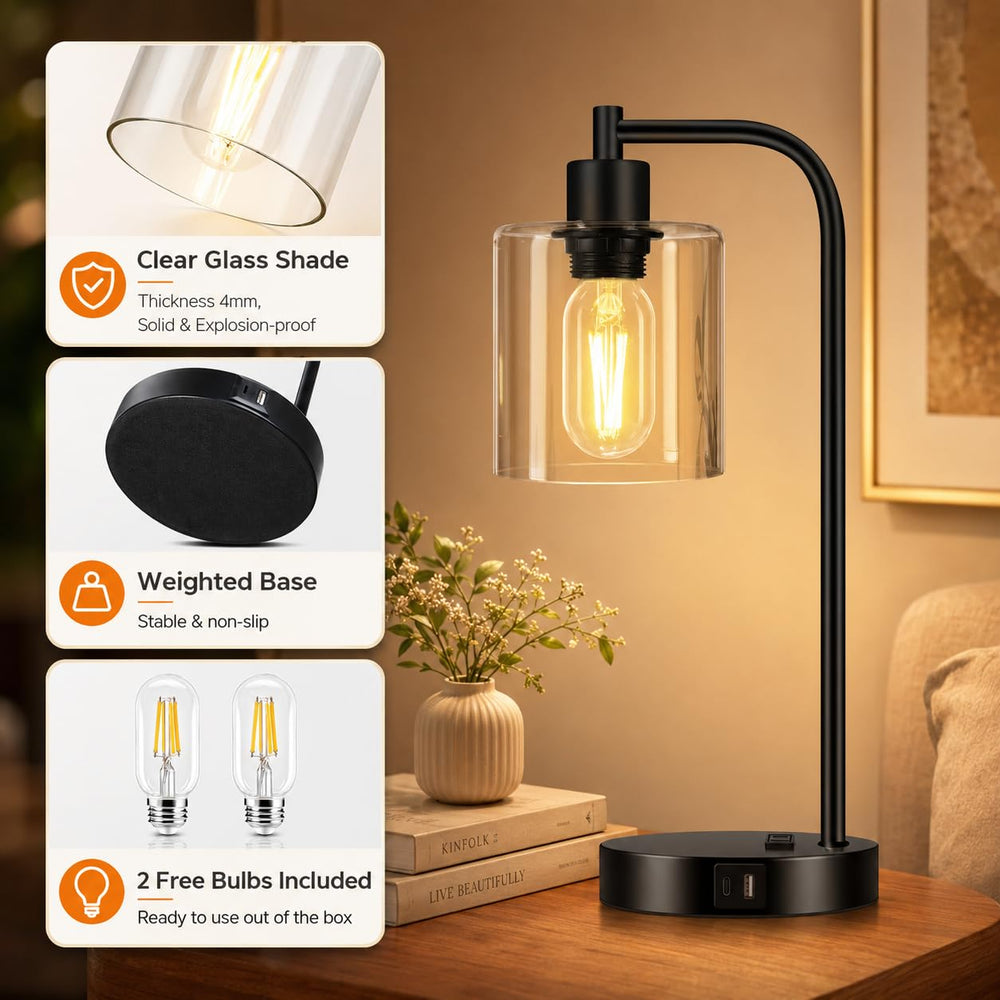 Nintiue included LED bulb lit demonstrating soft, glare-free illumination