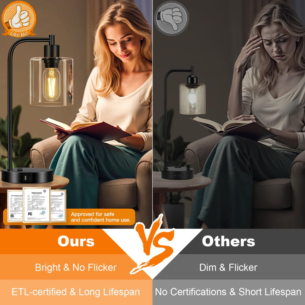 Nintiue lamp next to a book to show size and scale for bedside