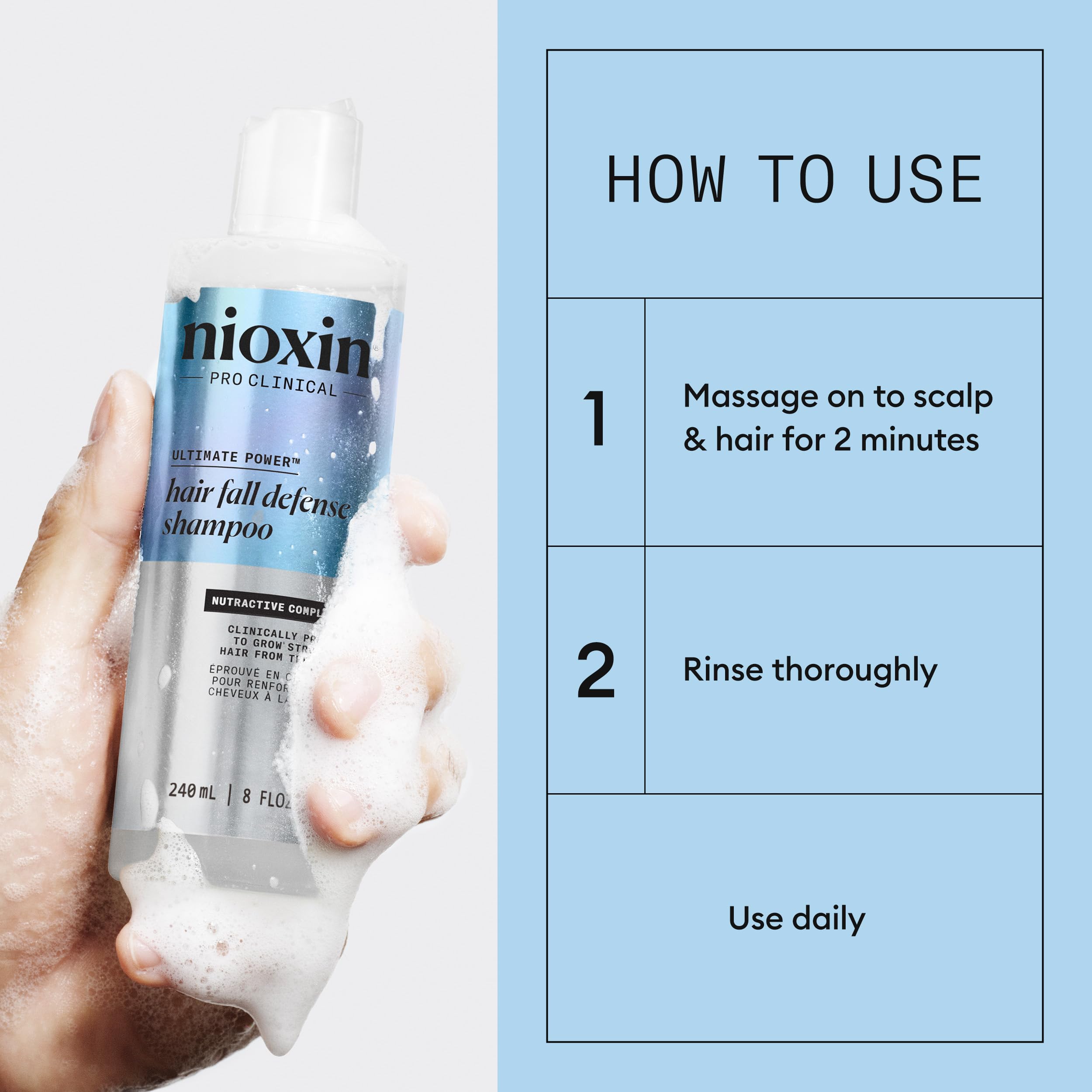NIOXIN ingredient arrangement with niacinamide and caffeine for scalp health