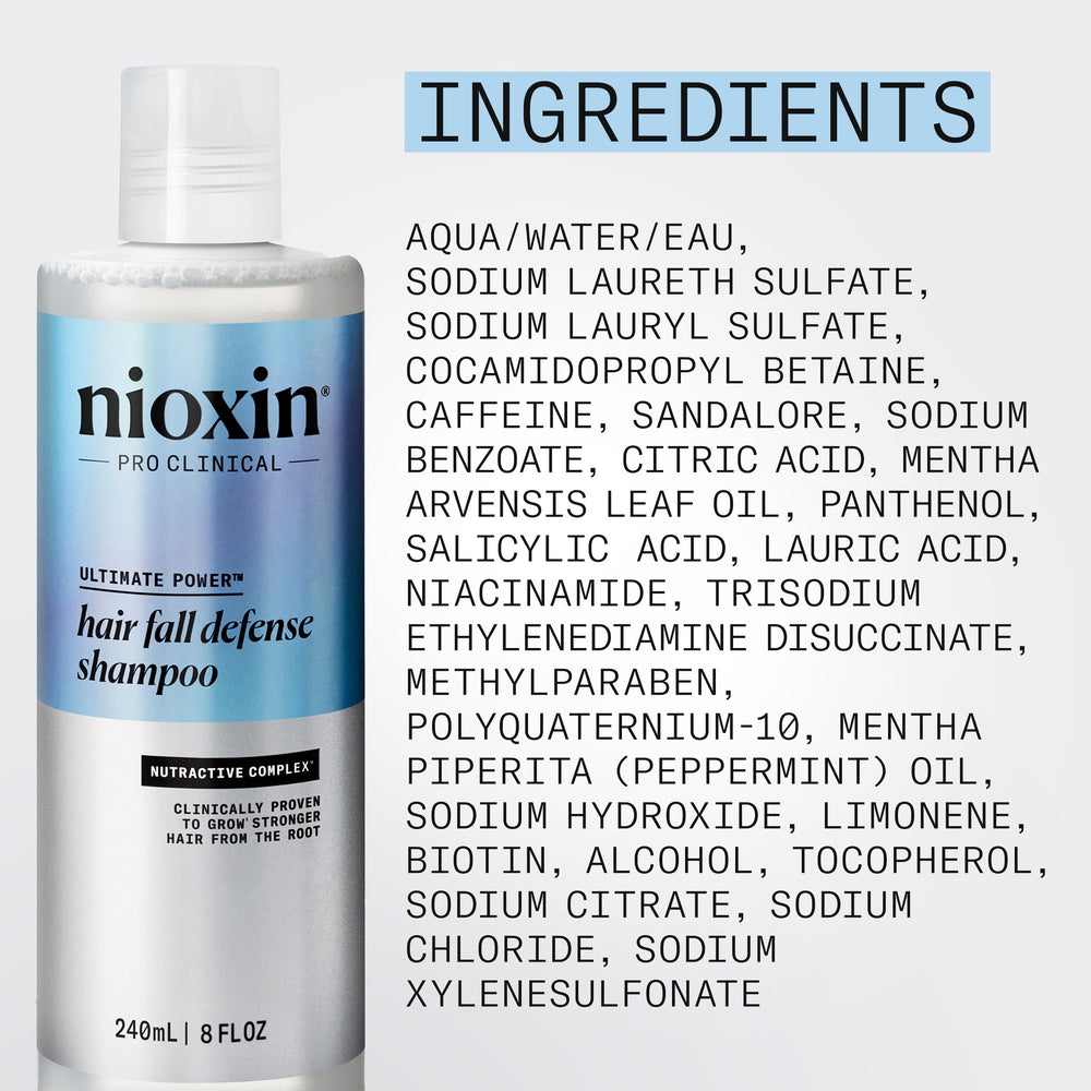 NIOXIN bottle next to hand showing true size and travel convenience