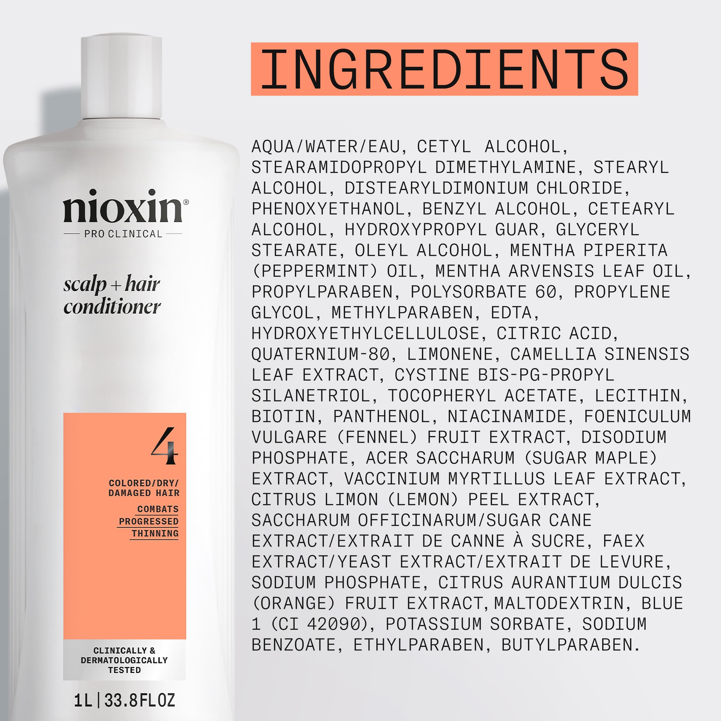NIOXIN bottle paired with cleanser and treatment showing routine set