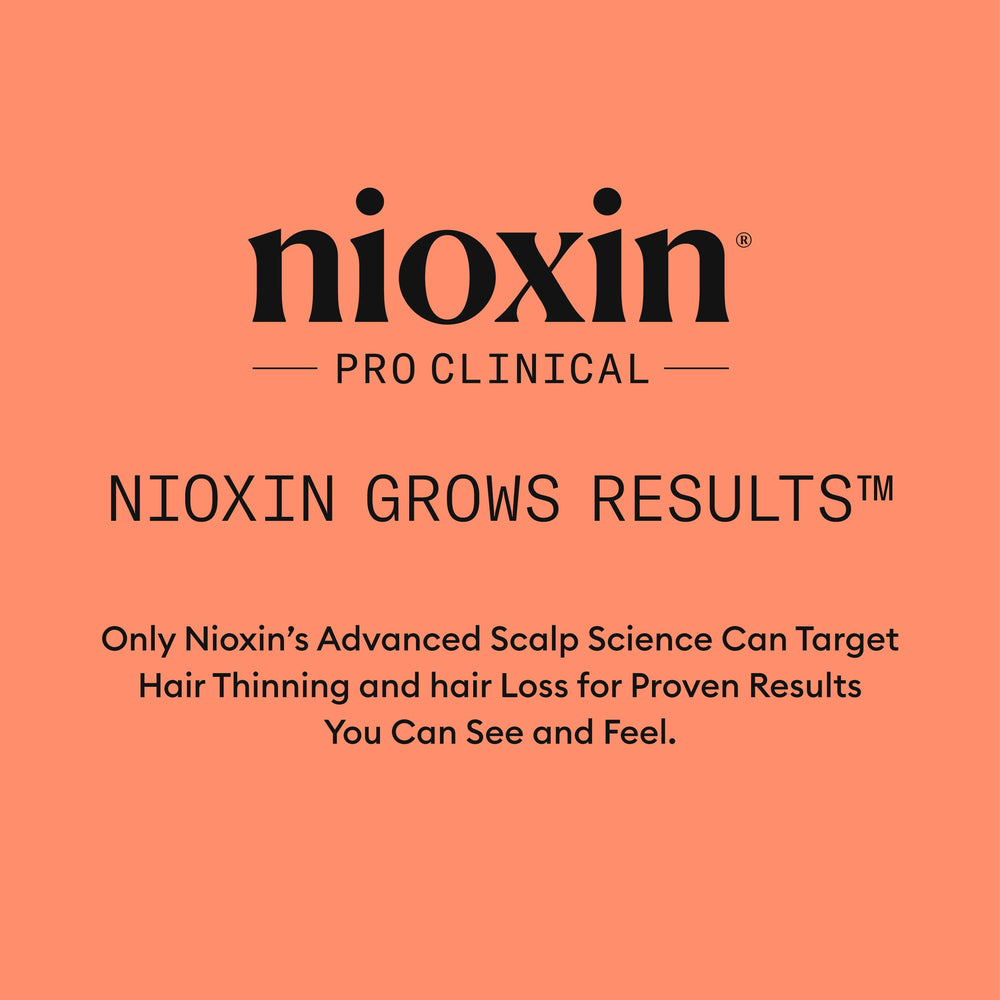 NIOXIN ingredient label close-up emphasizing BioAMP technology benefits