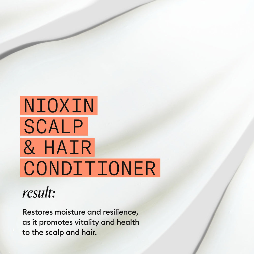 NIOXIN bottle held in hand showing actual product size and scale