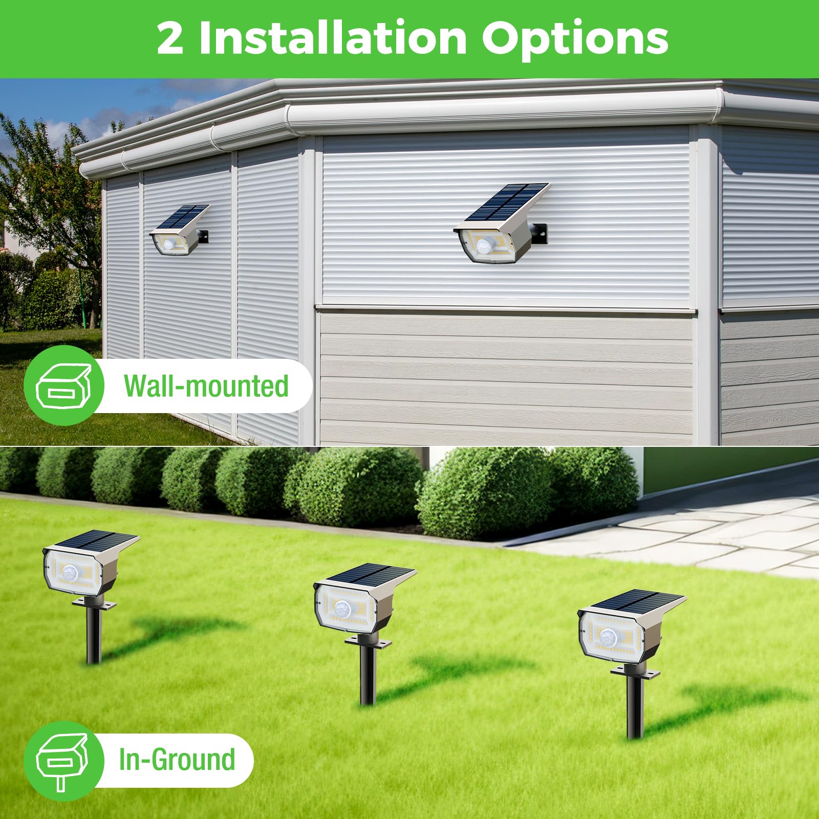 nipify wall mounted night shot showing waterproof fixture creating pathway illumination