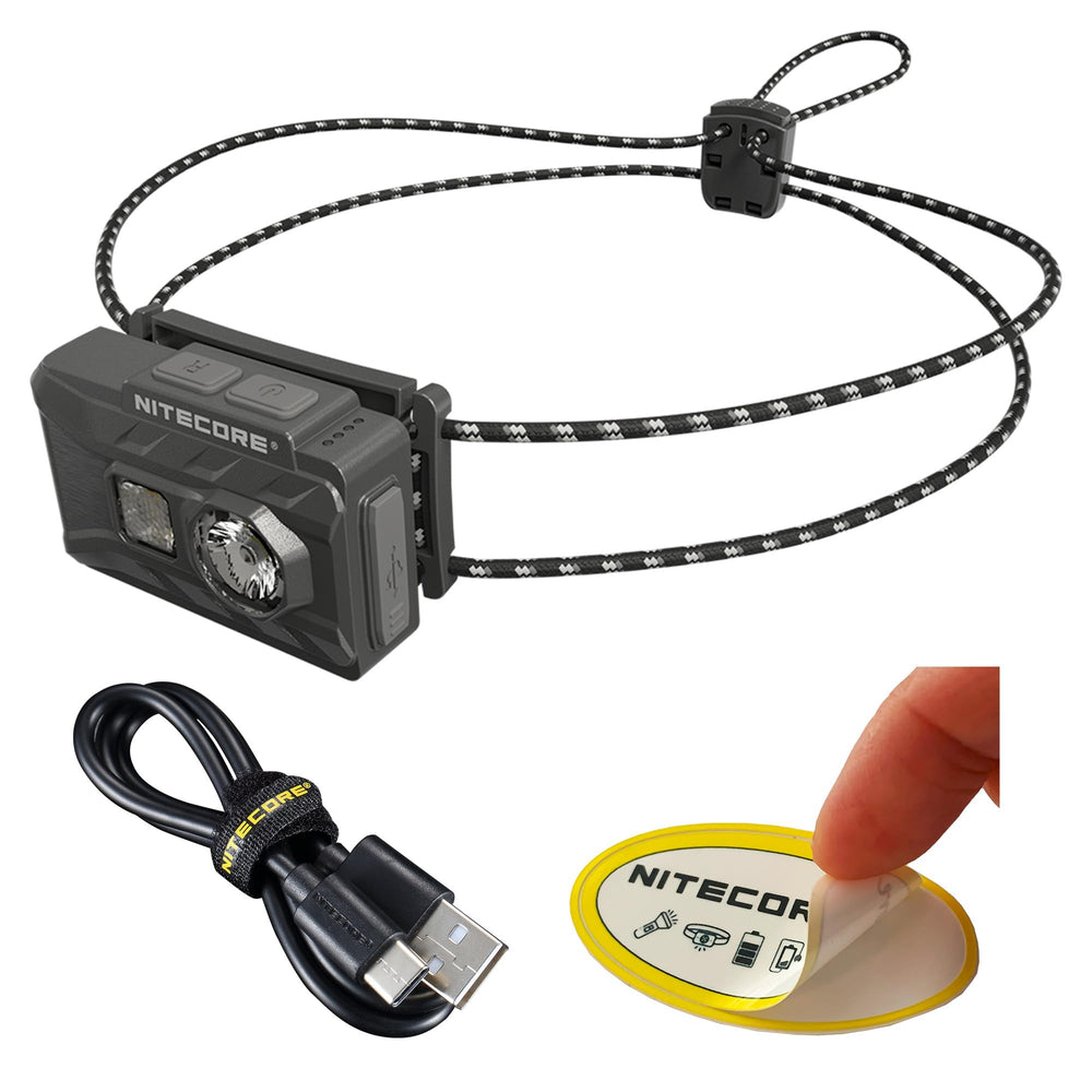 Nitecore NU20 front view showing compact headlamp and bezel, highlights portability