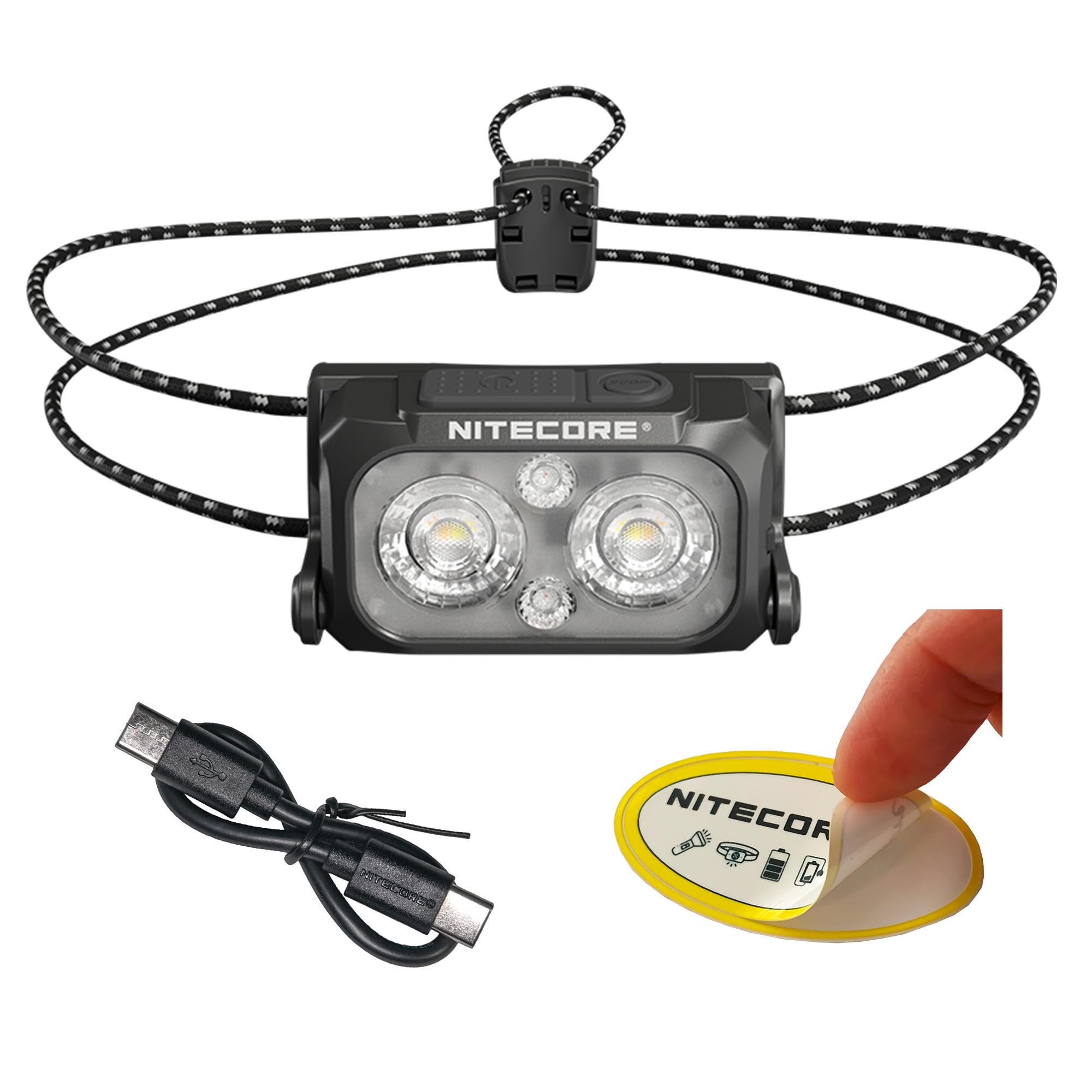 Nitecore NU25 front view showing compact headlamp and lens for bright beam