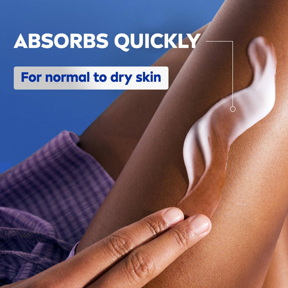 NIVEA lotion applied to forearm demonstrating fast absorption and non-greasy feel