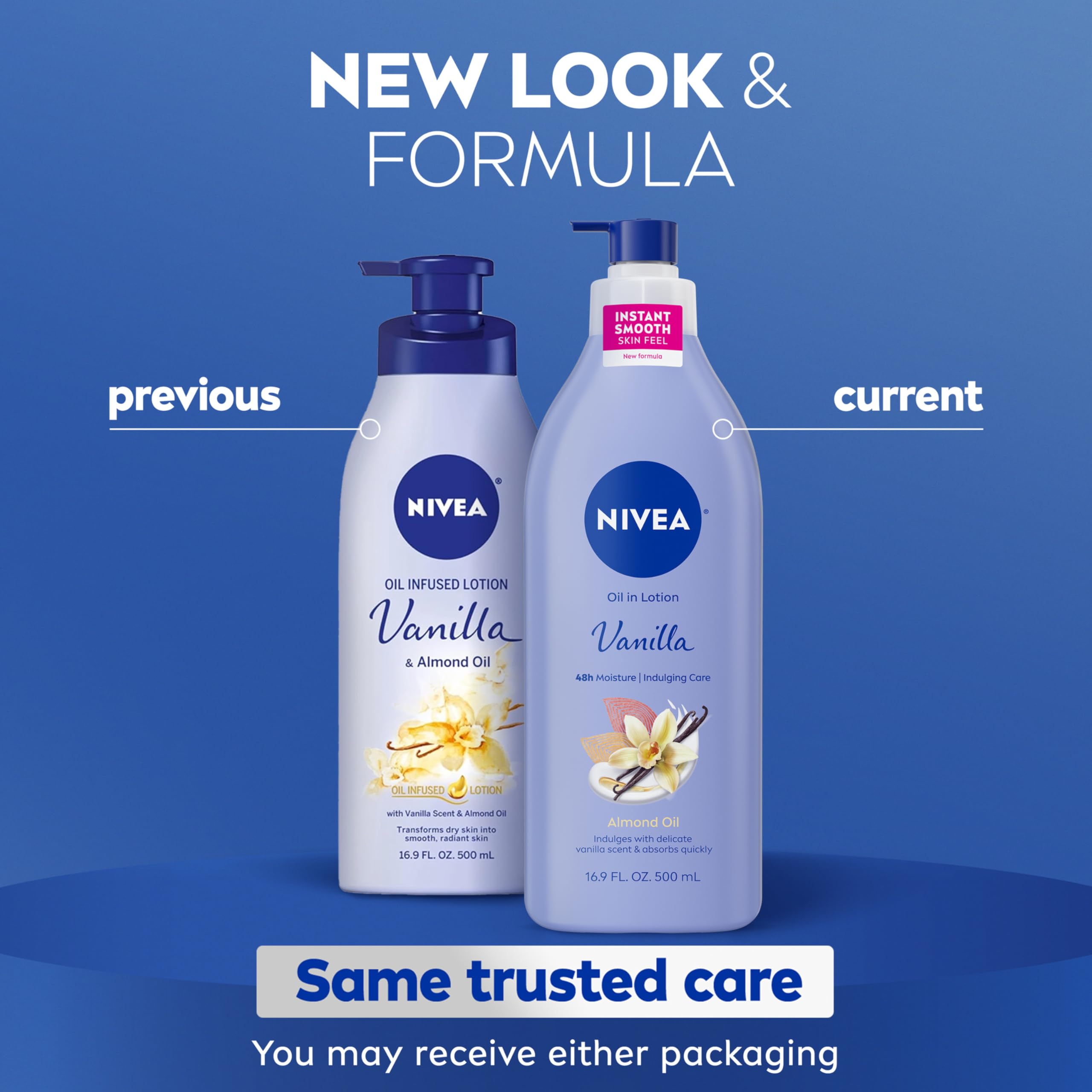 NIVEA close-up of pump dispensing lotion, demonstrating easy one-handed use
