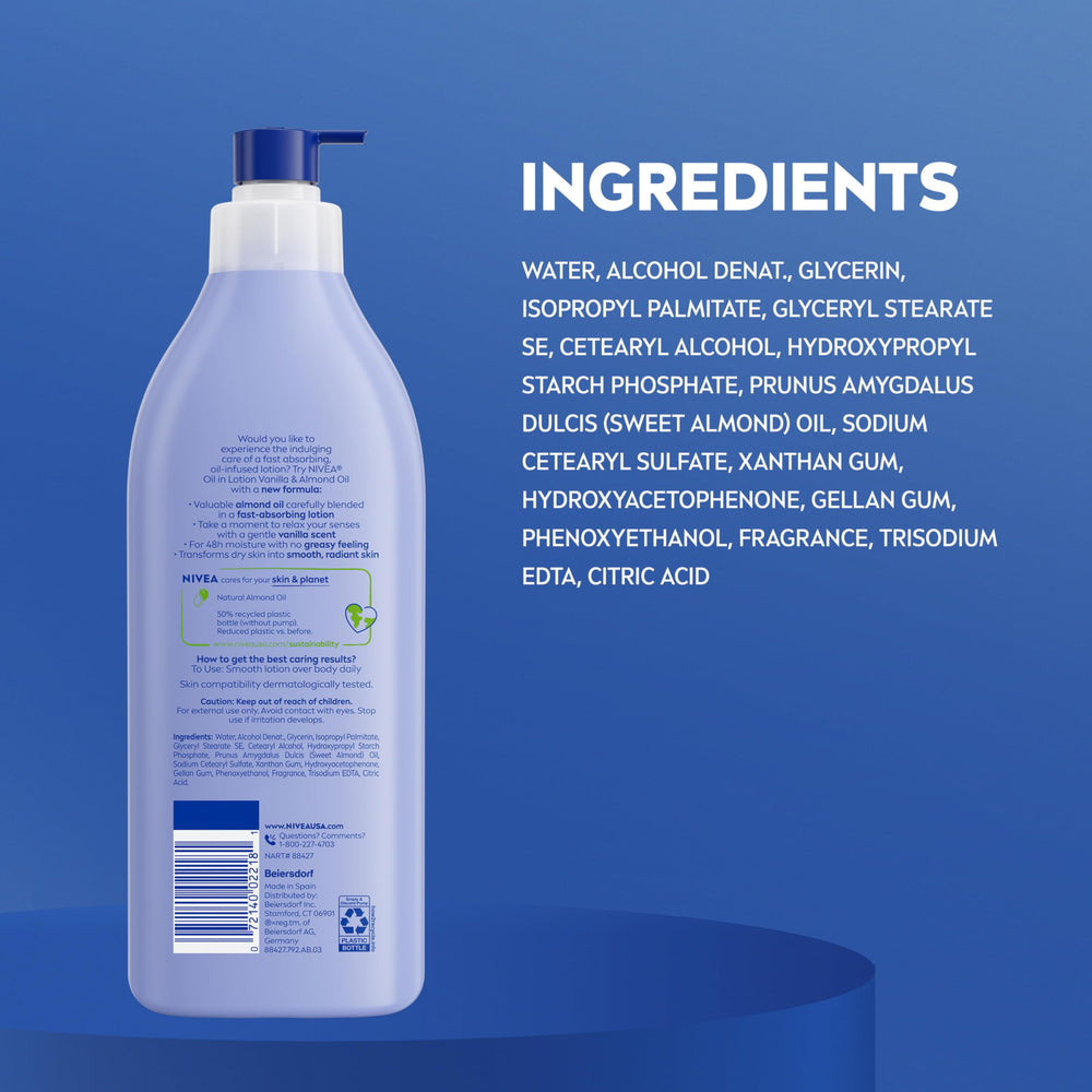 NIVEA open-cap detail showing pump mechanism and precise dispensing control