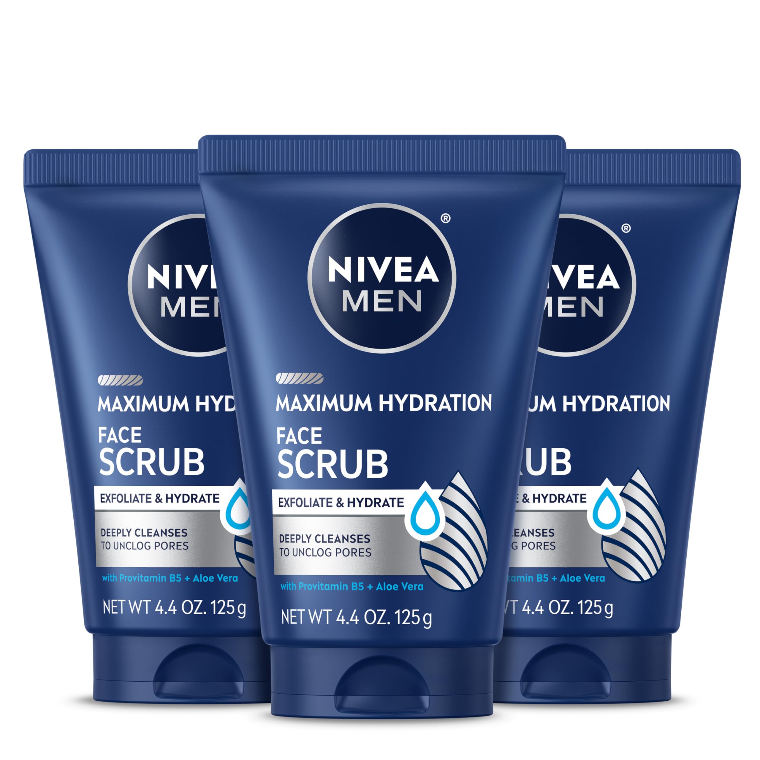 NIVEA MEN front packaging showing three tubes and easy identification benefit