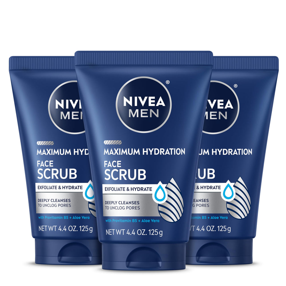 NIVEA MEN front packaging showing three tubes and easy identification benefit