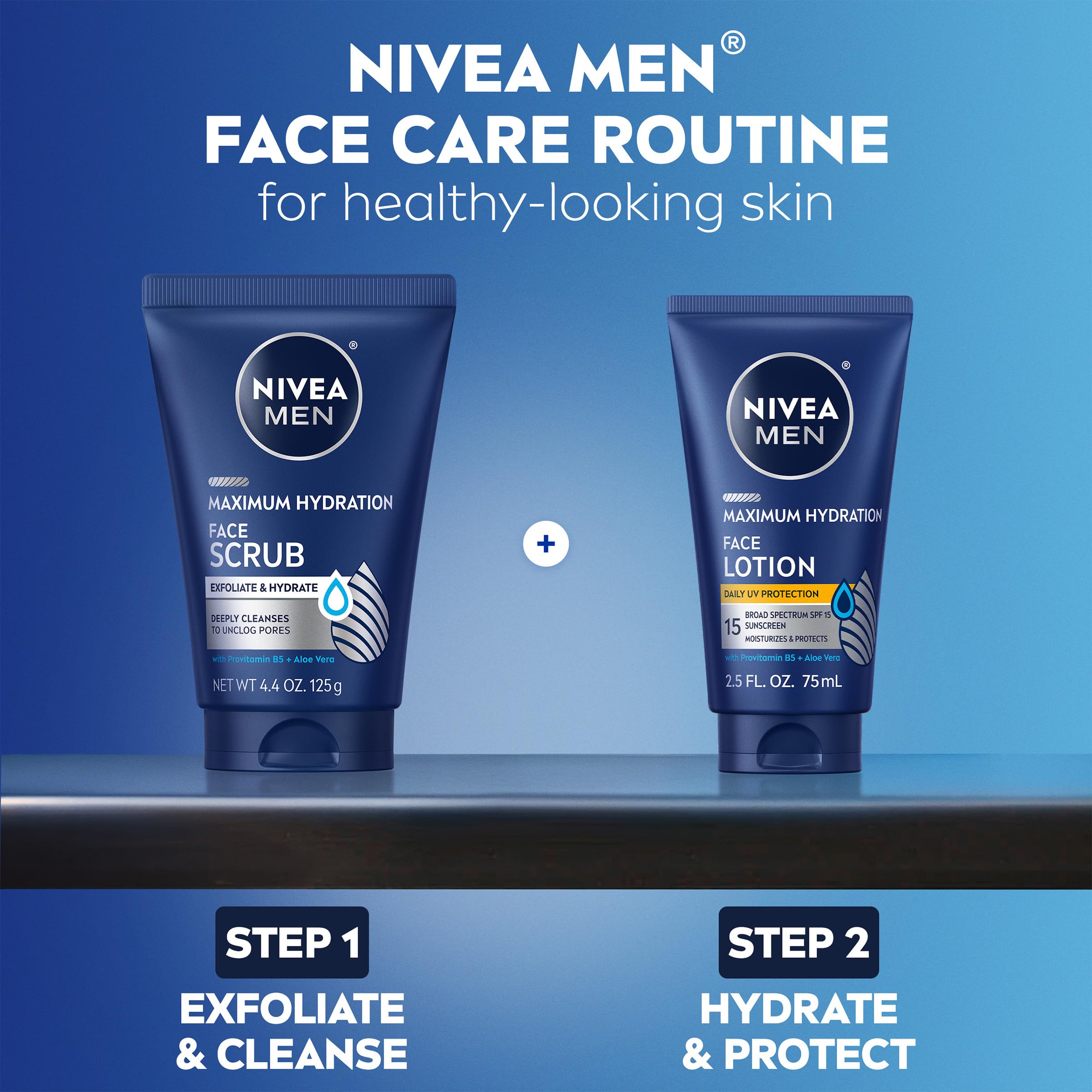 NIVEA MEN on bathroom counter in routine setting showing daily grooming fit