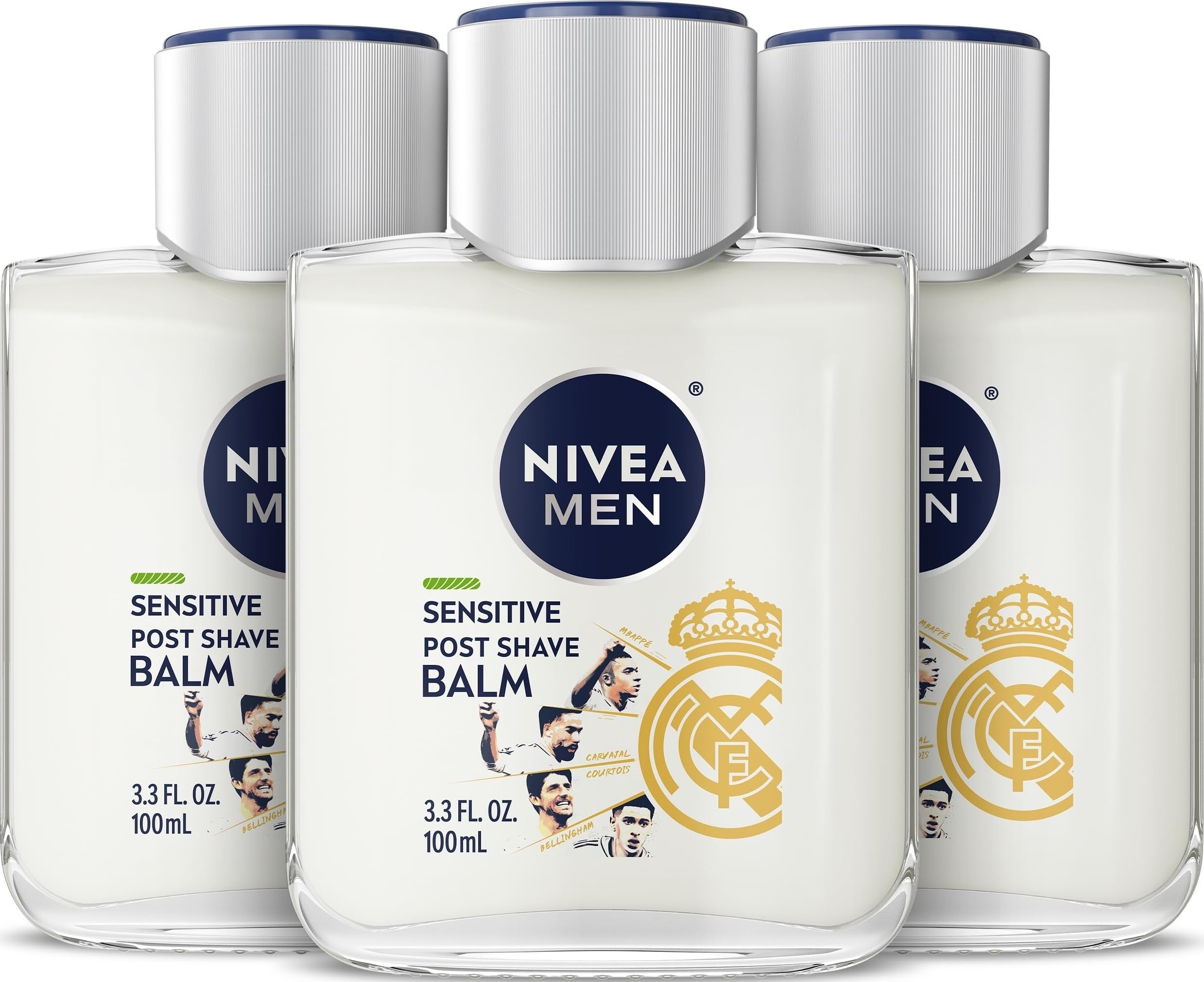 NIVEA MEN front packaging showing limited edition Real Madrid design and benefits