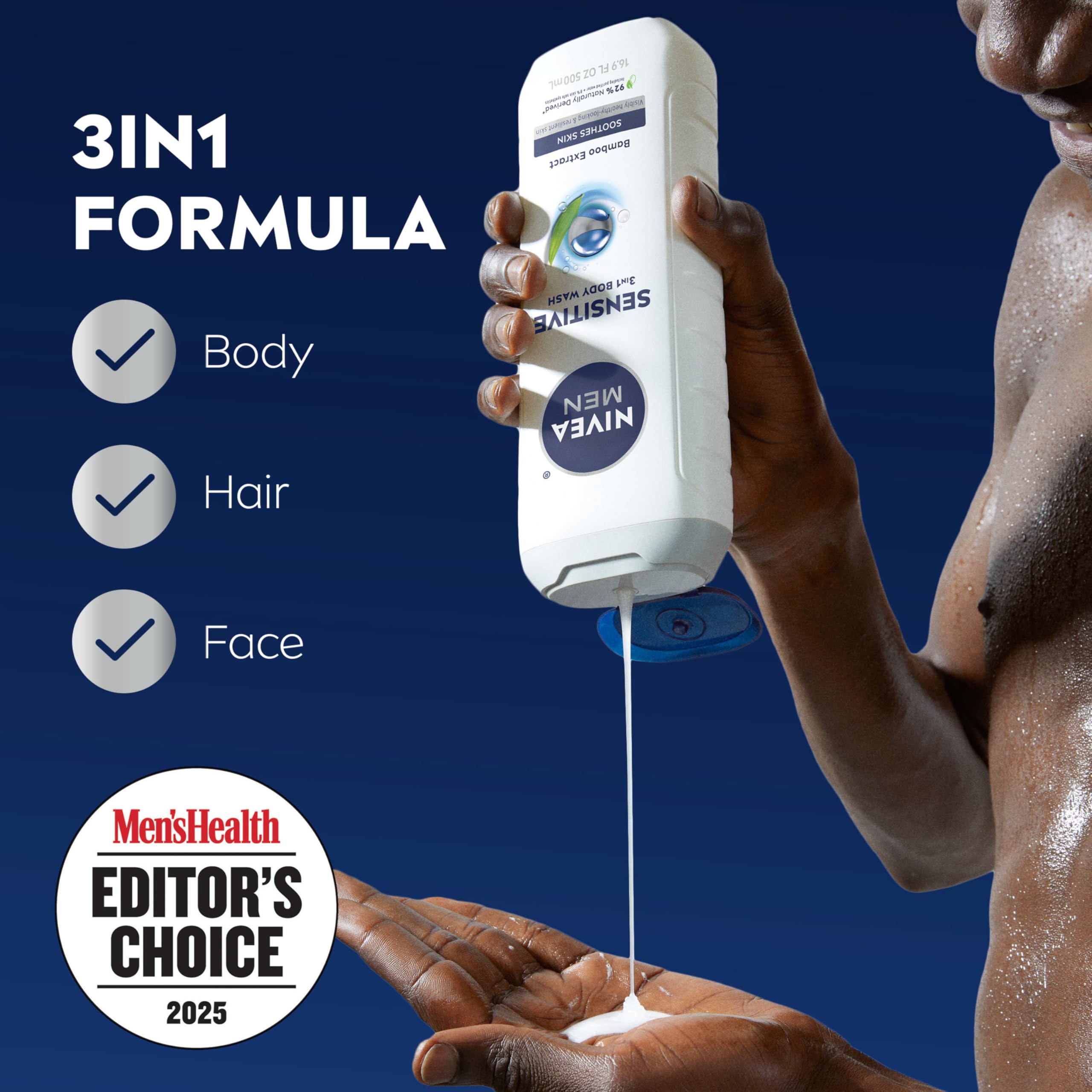 NIVEA MEN pump dispense demonstrating easy, controlled use