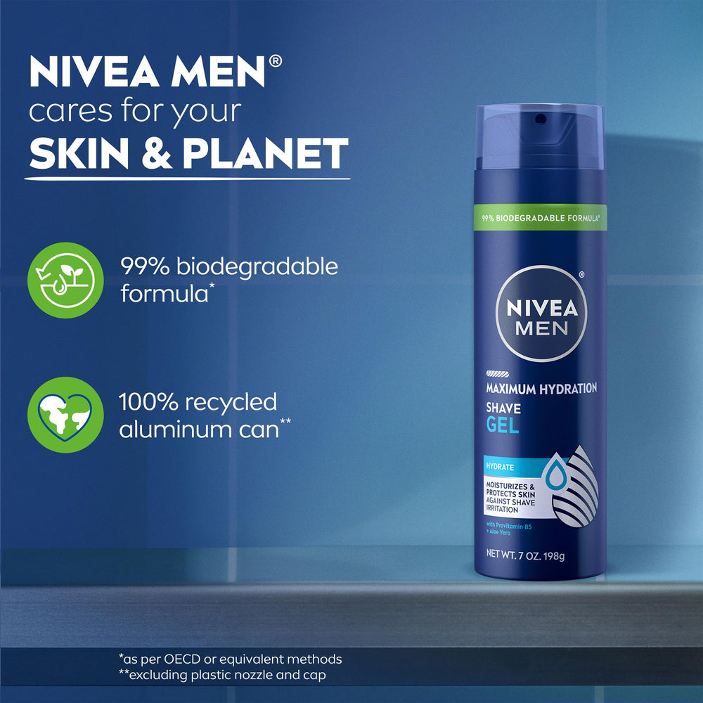 NIVEA MEN can on bathroom counter in lifestyle scene suggesting daily grooming routine