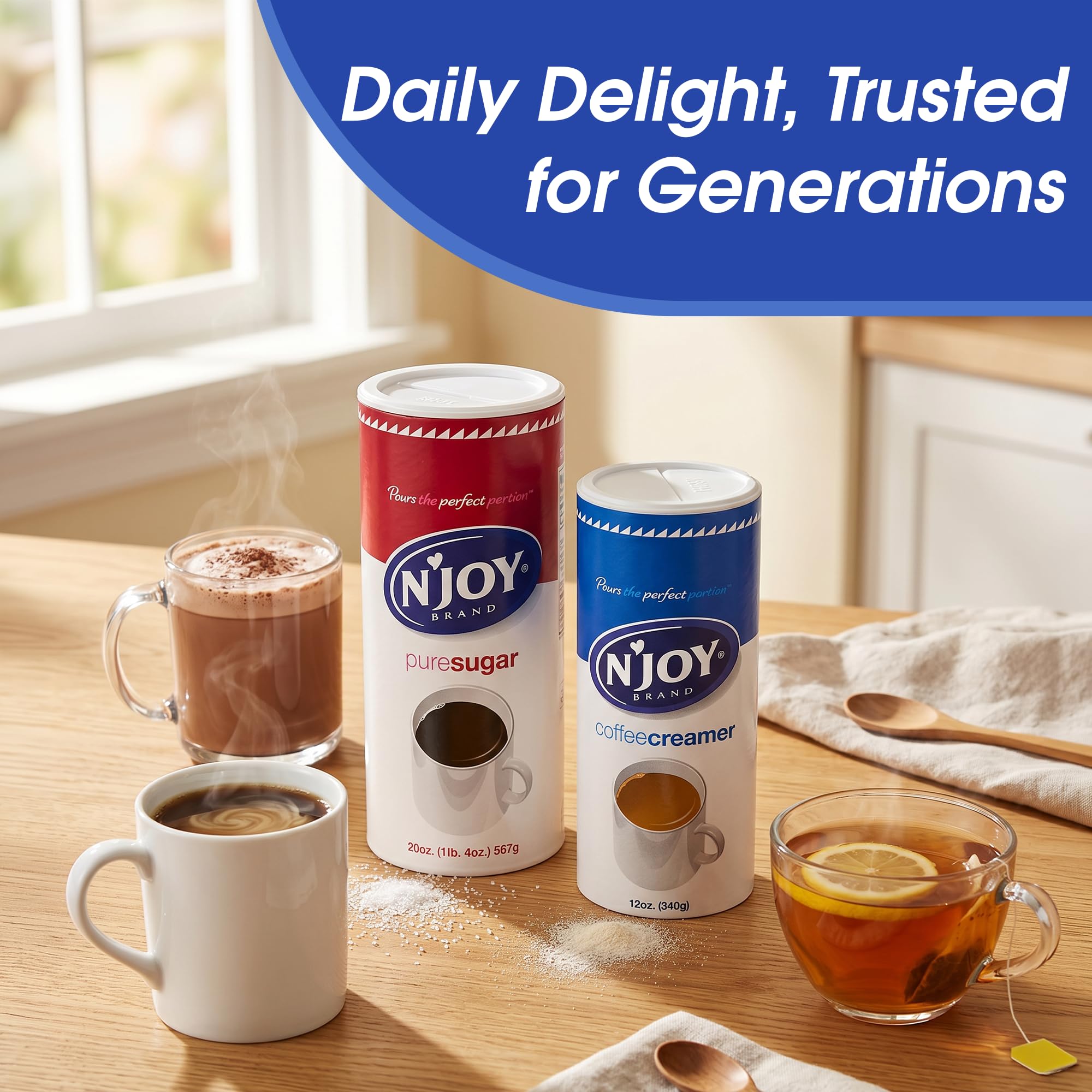 N'Joy breakroom display with multiple canisters for shared convenience