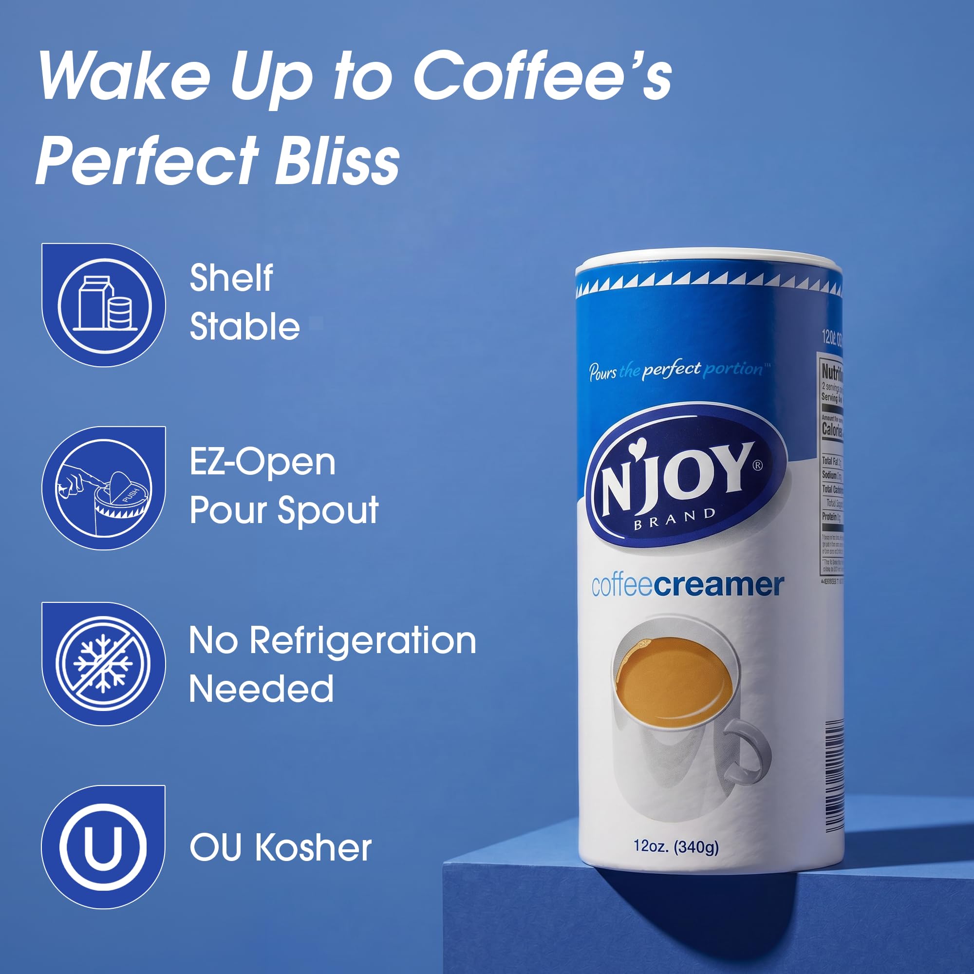 N'Joy powdered creamer texture close-up for fast-dissolving benefit