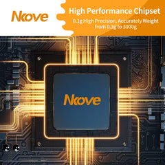 NKOVE scale positioned under espresso machine portafilter, saves counter space