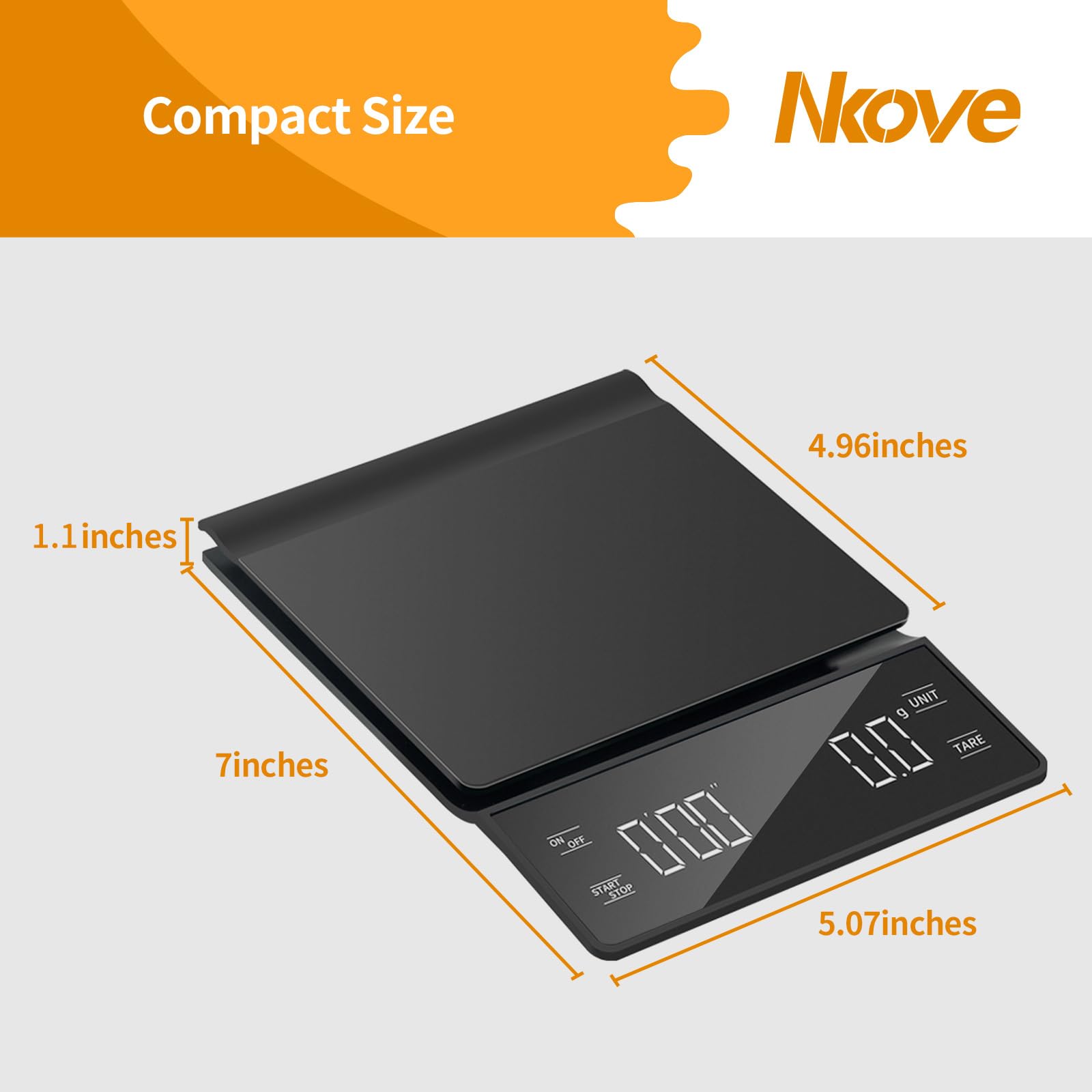 NKOVE scale showing timer during pour-over, helps consistent extraction