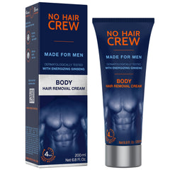 NO HAIR CREW front packaging 200ml showing product benefit of painless manscaping