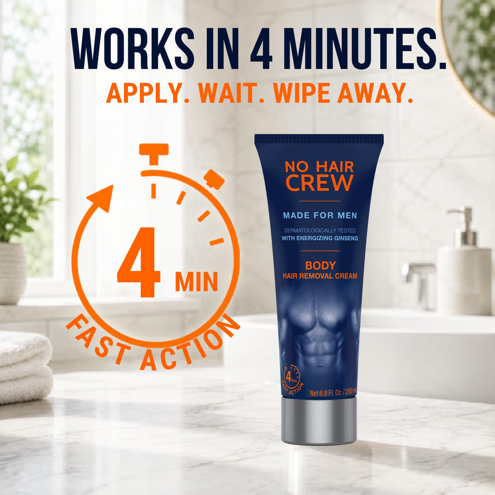 NO HAIR CREW label closeup highlighting ginseng and active ingredients for care