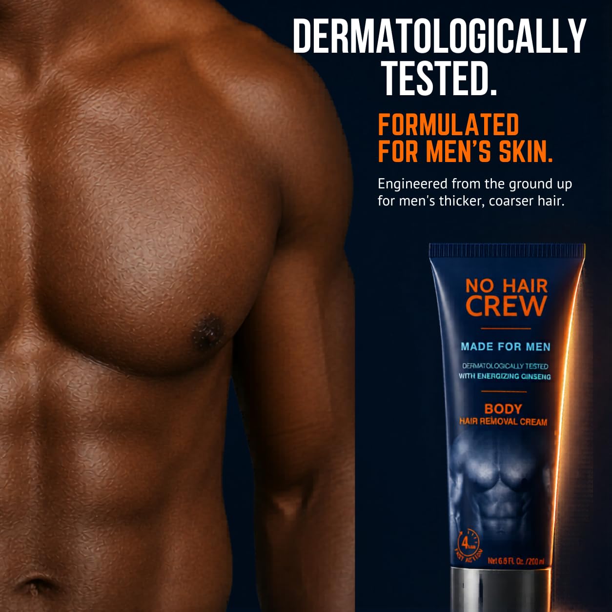 NO HAIR CREW 200ml bottle beside common items showing compact, travel-friendly size
